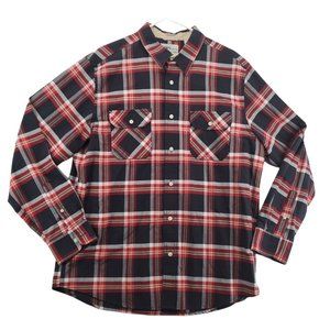 Chaps Men's Long Sleeve Casual Button Up Plaid Fitted Chest Pockets Red Large